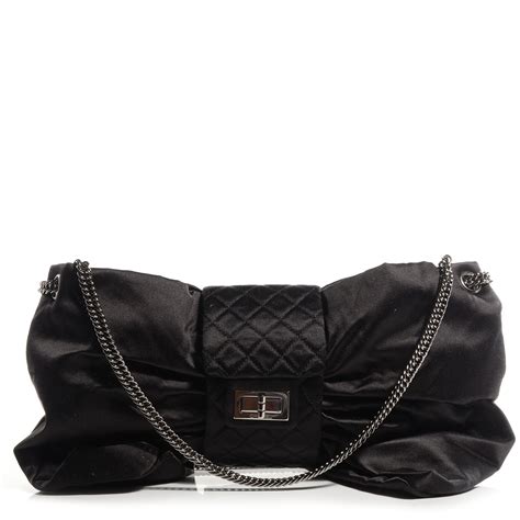 chanel black satin bow bag|CHANEL Satin Large Bow Bag Black 79691 .